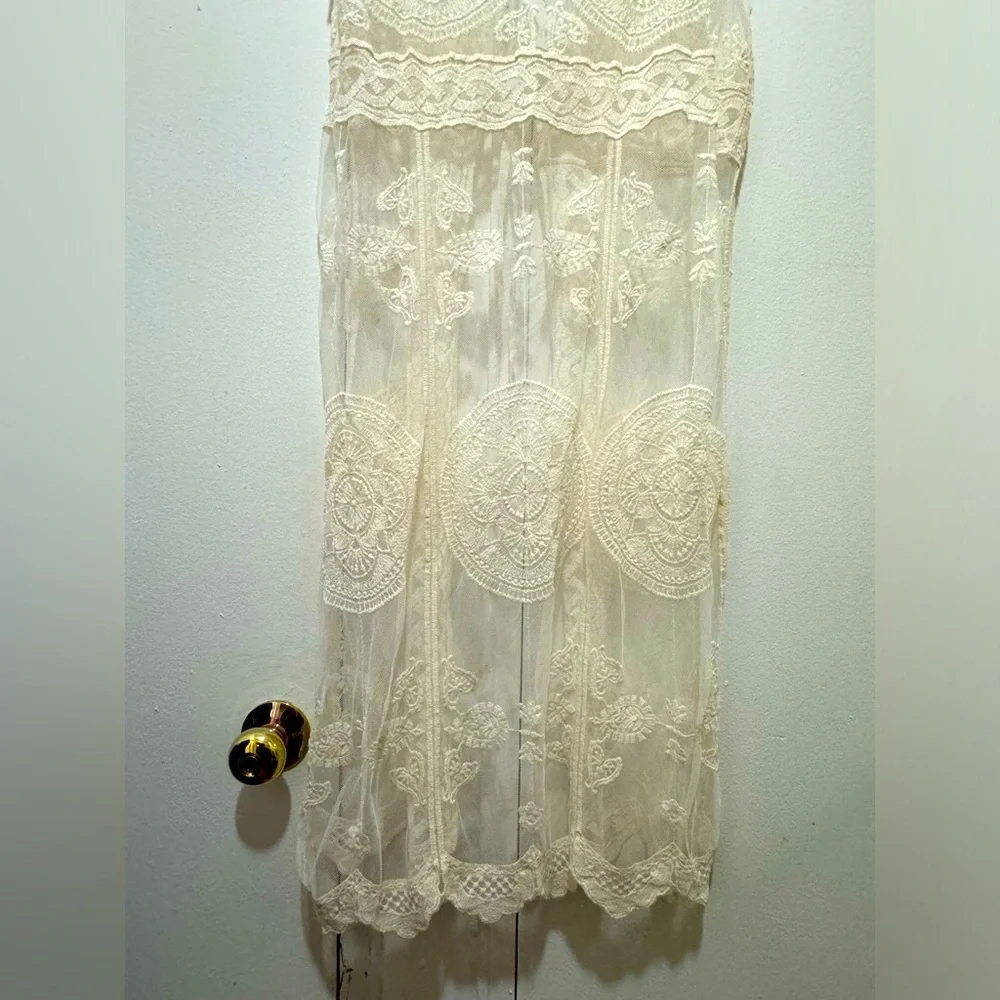 NWT Rebellion Lace Vest Duster Cover Up Cream Medium